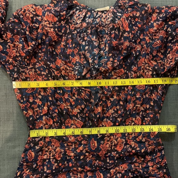 Ulla Johnson Cecily Cosmos Mini Dress Silk Blend Long Puff Sleeve Ruffle Floral - Picture 15 of 16